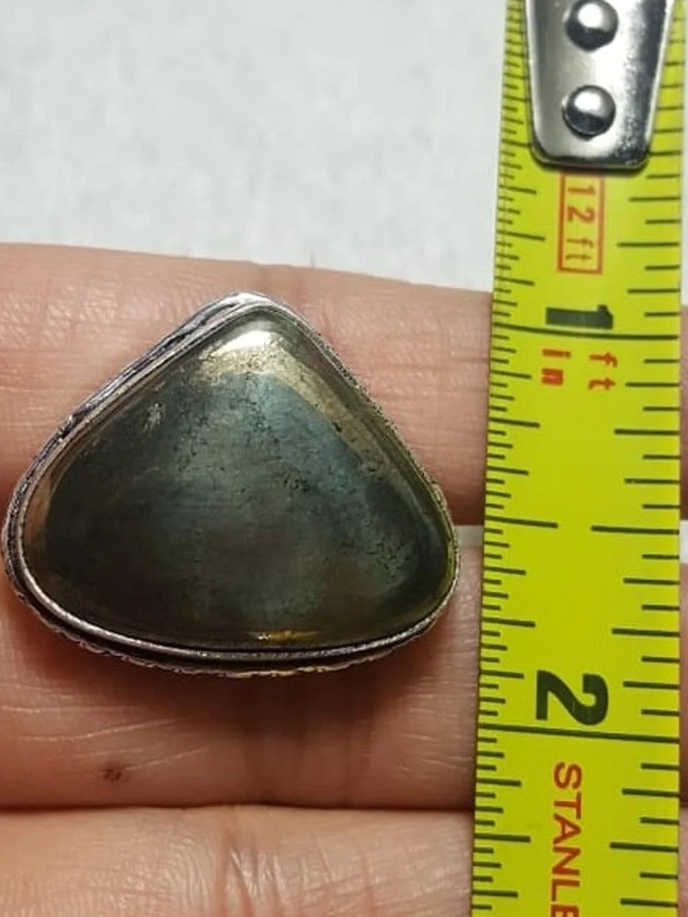 925 Silver Golden Pyrite Triangle Ring - Gray